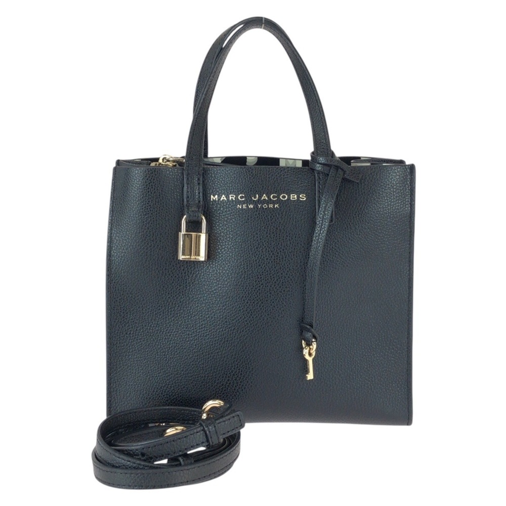 MARC JACOBS Grind Black Leather Shoulder Bag/Tote Bag (2-way) with Gold Hardw...